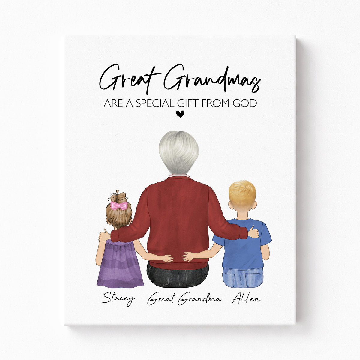 Custom Great Grandma & Grandkids Portrait | Keepsake Gift