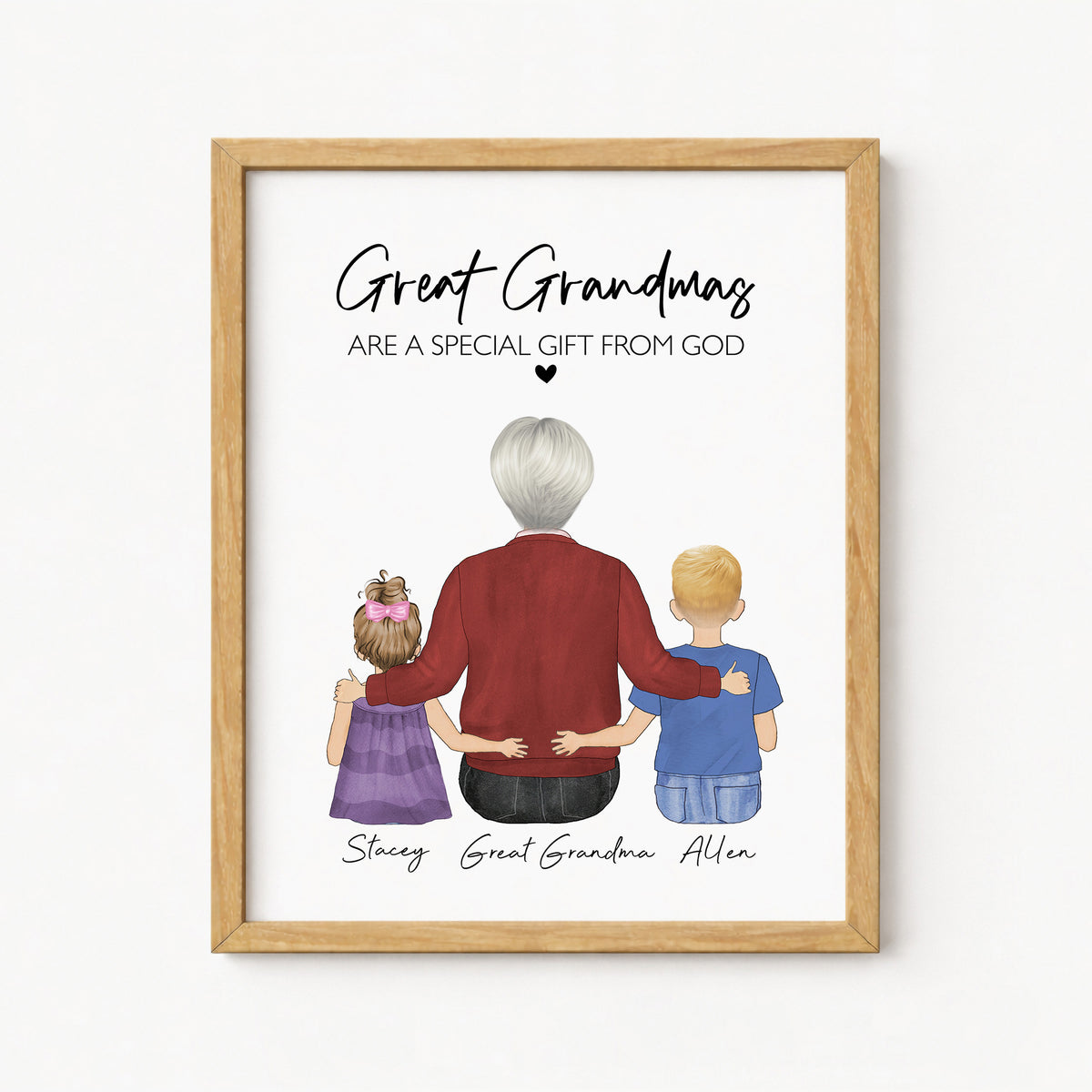 Custom Great Grandma & Grandkids Portrait | Keepsake Gift