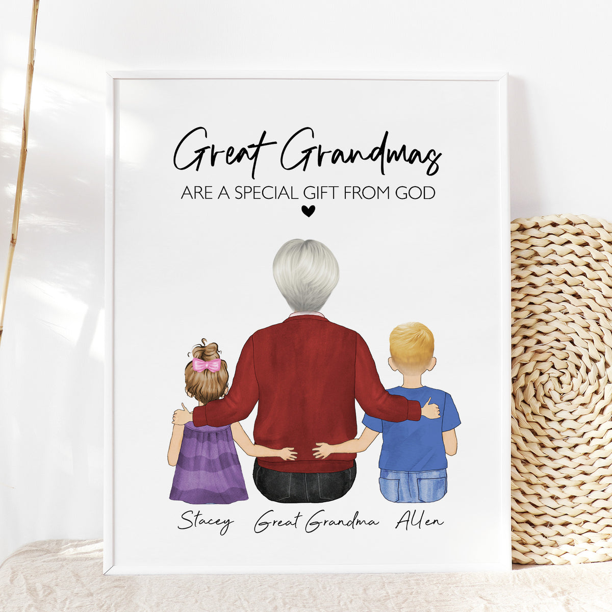 Custom Great Grandma & Grandkids Portrait | Keepsake Gift