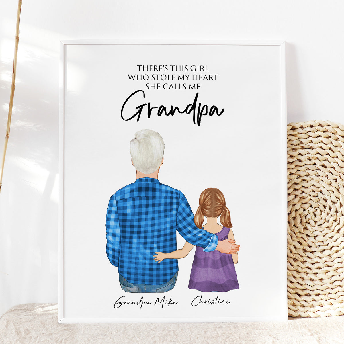 Personalized Grandpa & Granddaughter Wall Art | Grandpa Gifts
