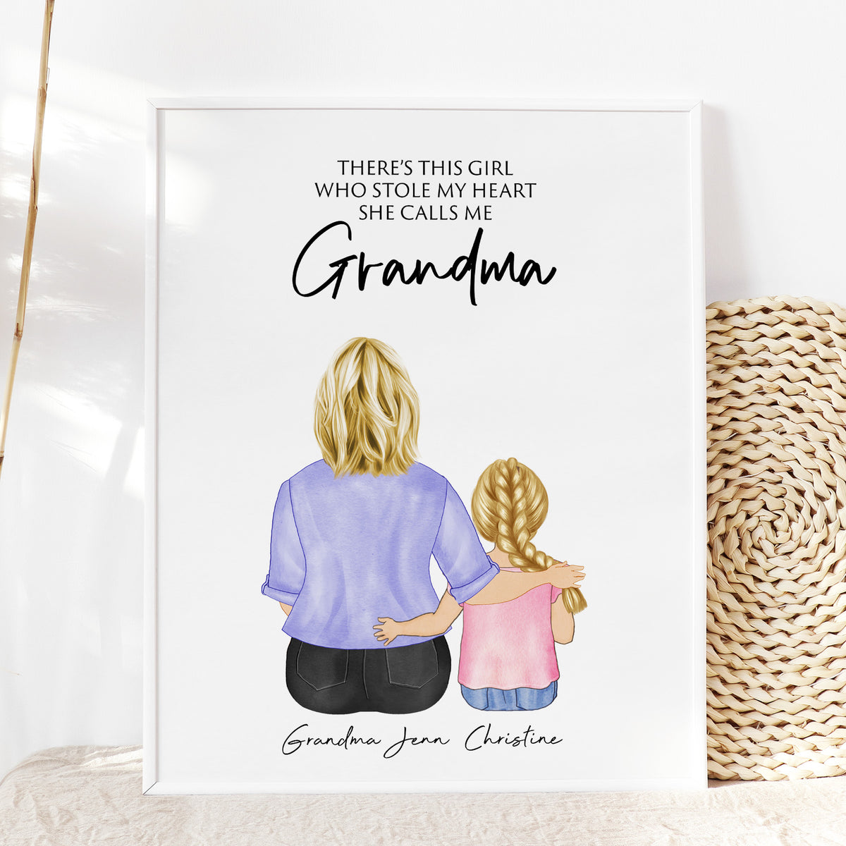 Custom Grandma & Granddaughter Wall Art | Gift for Grandma