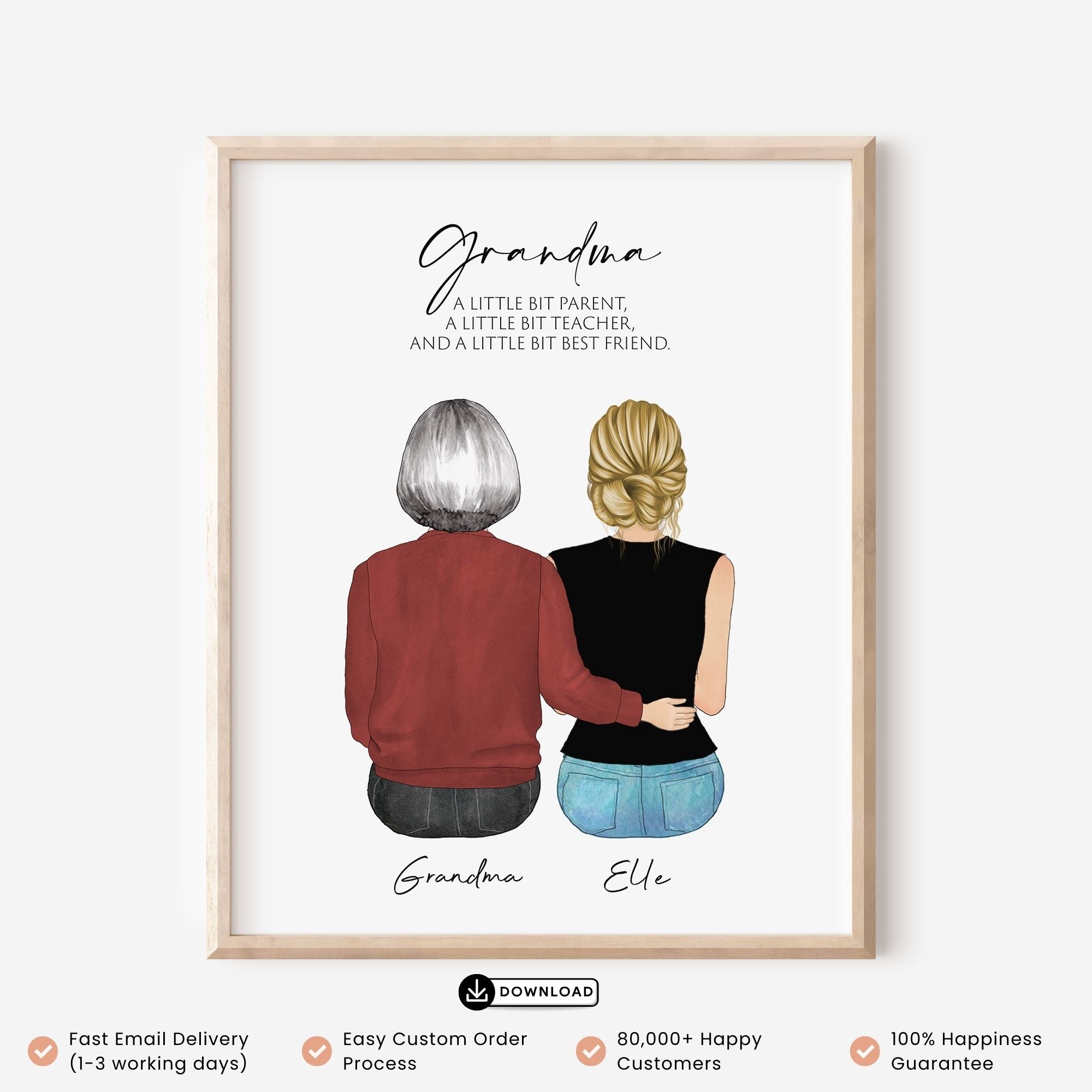 Custom Grandma and Granddaughter Portrait
