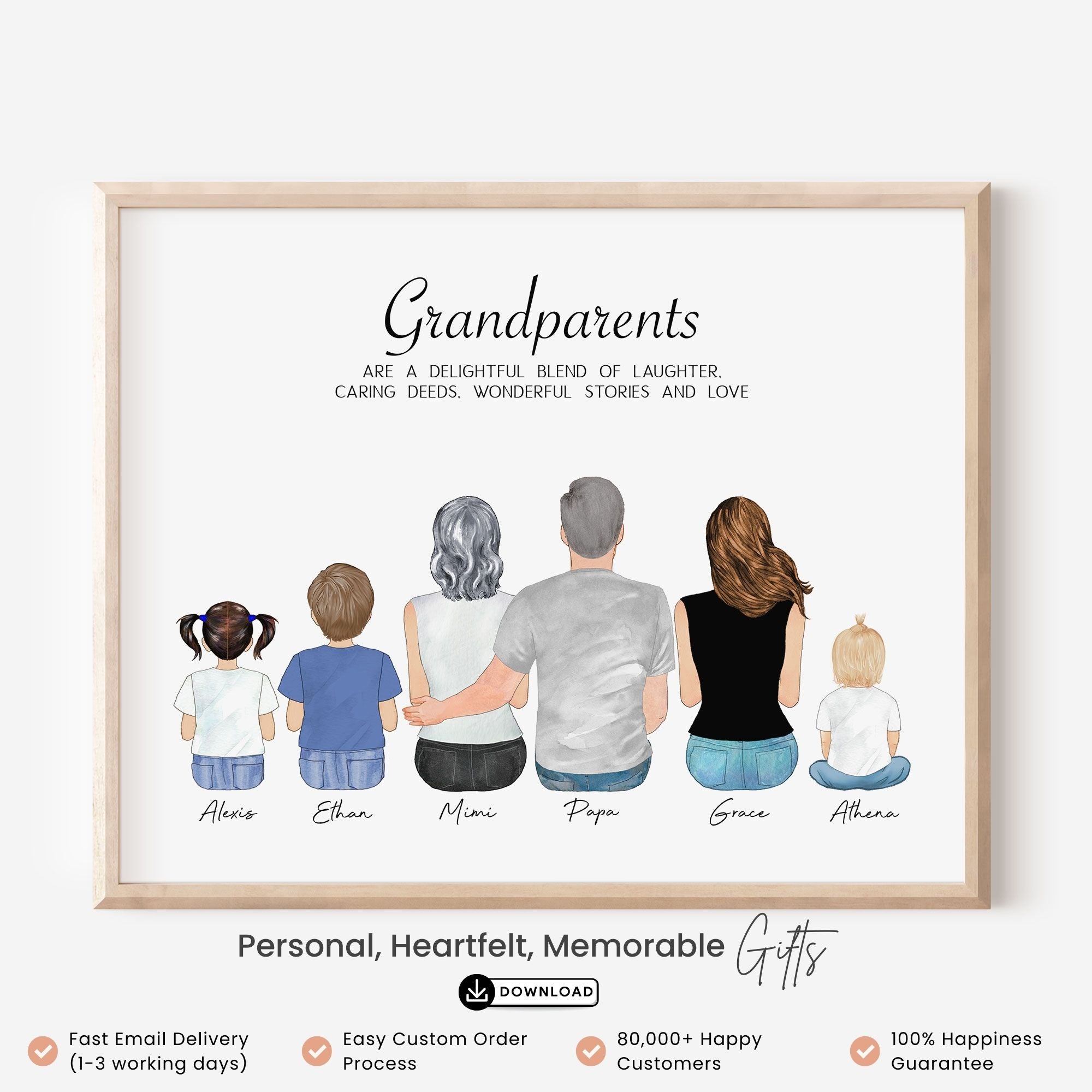 Personalized Grandparents Portrait Wall Art
