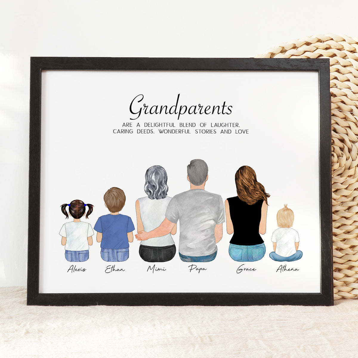 Personalized Grandparents & Grandkids Portrait | Family Gift