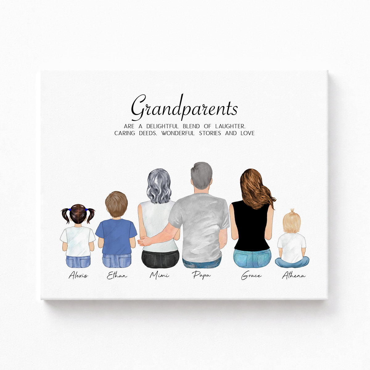 Personalized Grandparents & Grandkids Portrait | Family Gift