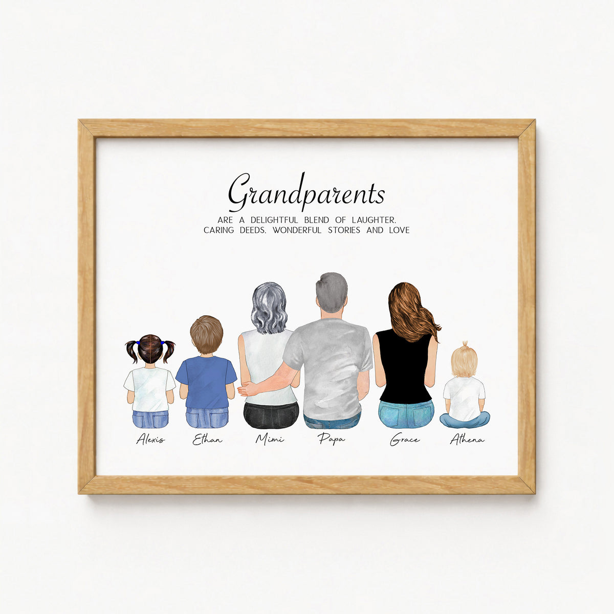 Personalized Grandparents & Grandkids Portrait | Family Gift