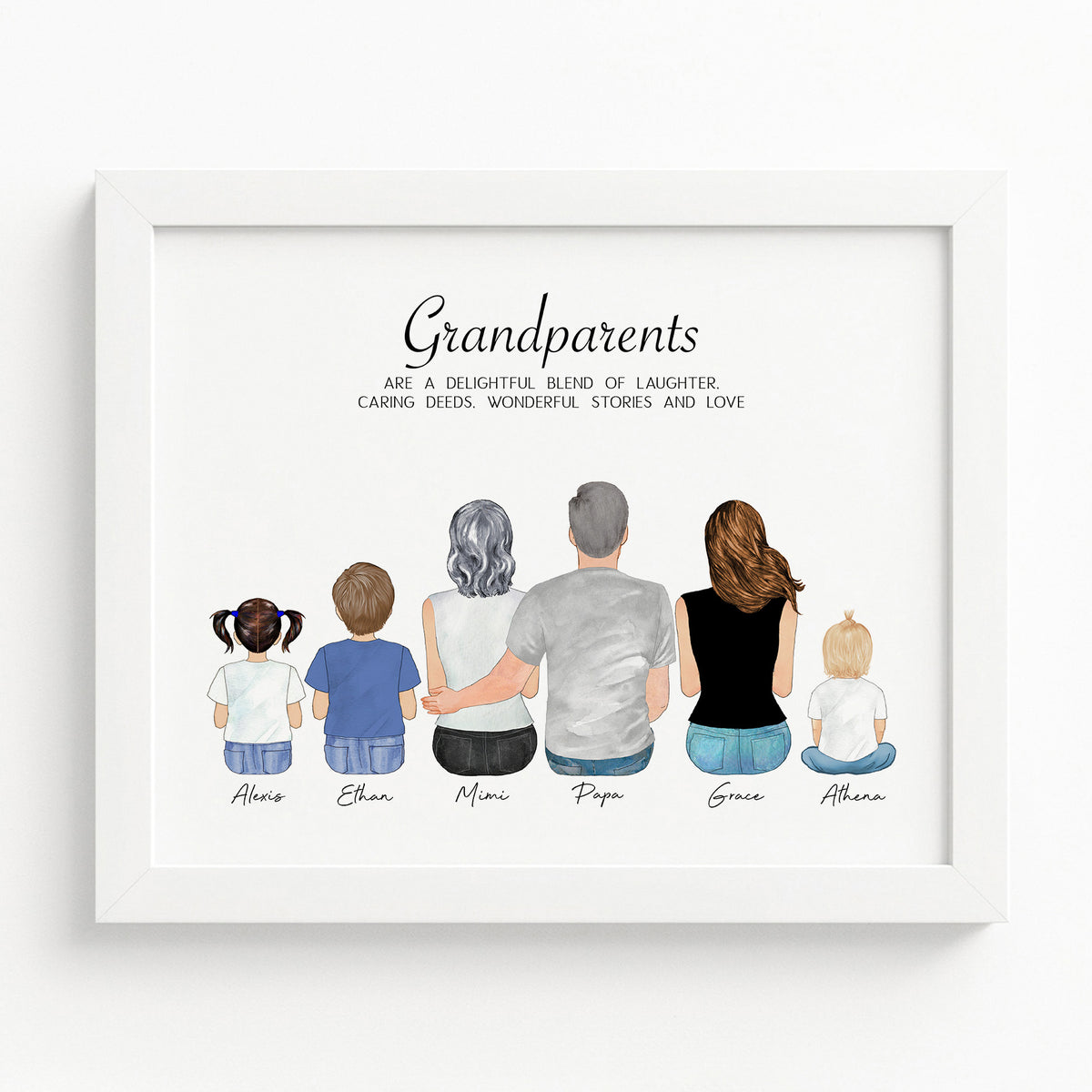 Personalized Grandparents & Grandkids Portrait | Family Gift