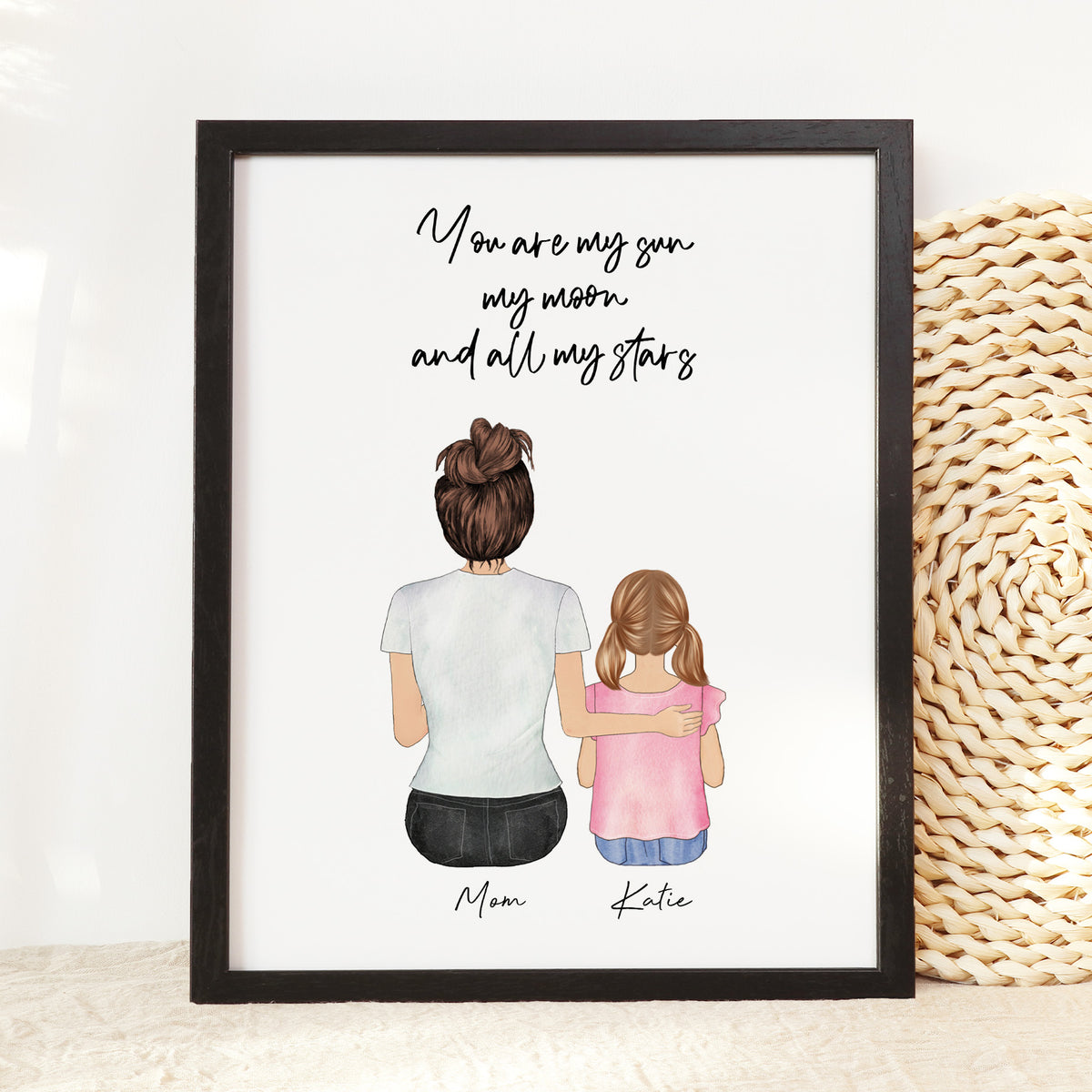 Custom Mommy & Daughter Portrait |Gift for Mom from Kids