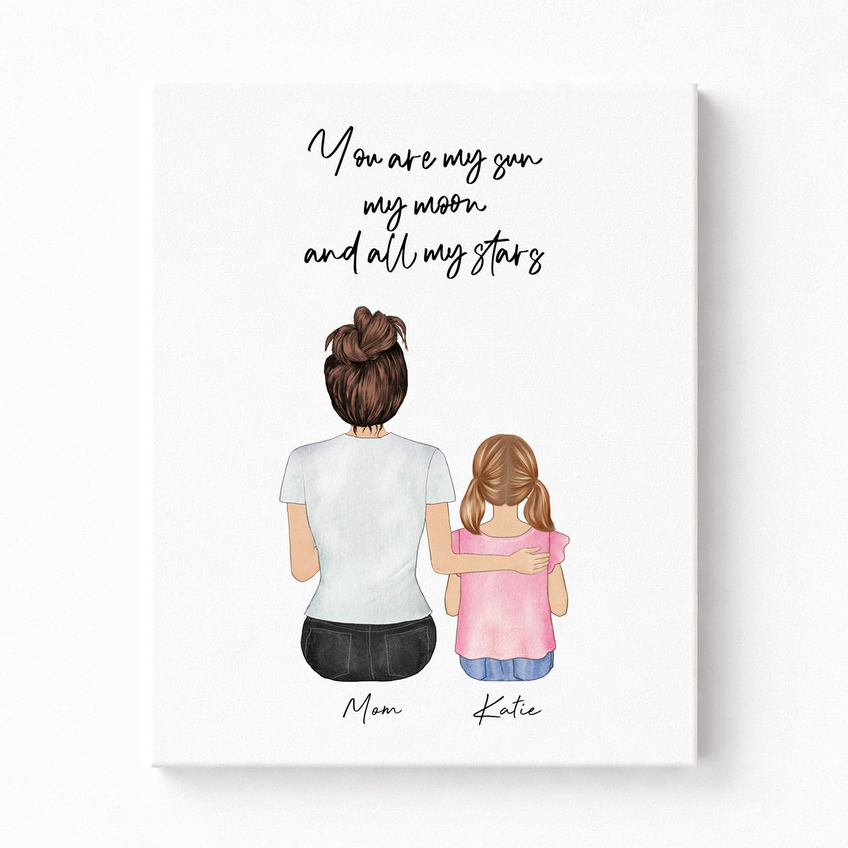 Custom Mommy & Daughter Portrait |Gift for Mom from Kids