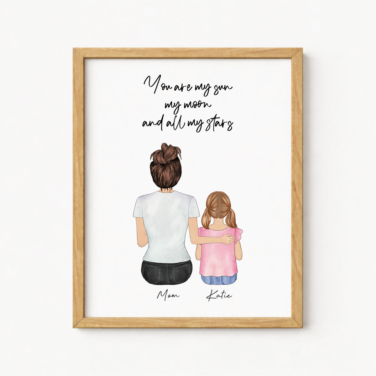 Custom Mommy & Daughter Portrait |Gift for Mom from Kids