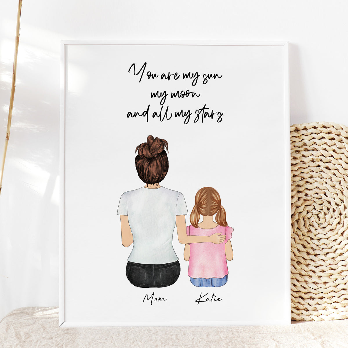 Custom Mommy & Daughter Portrait |Gift for Mom from Kids