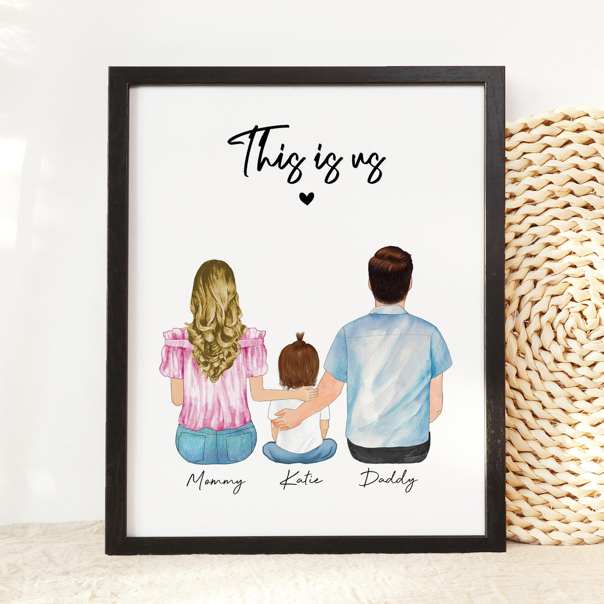 Custom Mommy, Daddy & Baby Portrait | New Family Keepsake