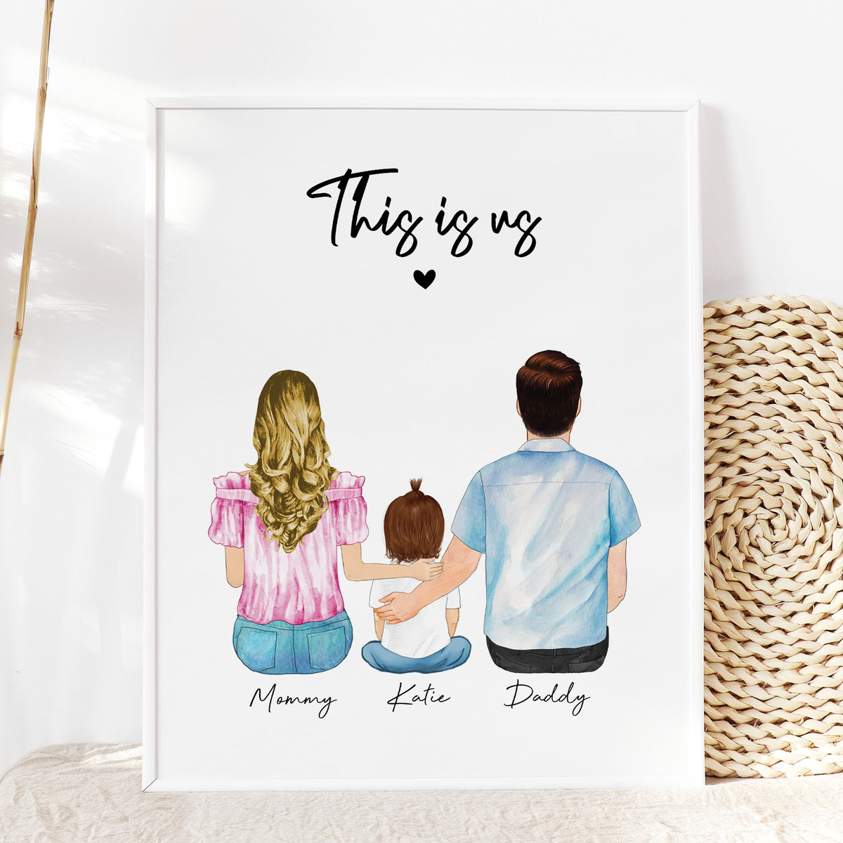 Custom Mommy, Daddy & Baby Portrait | New Family Keepsake