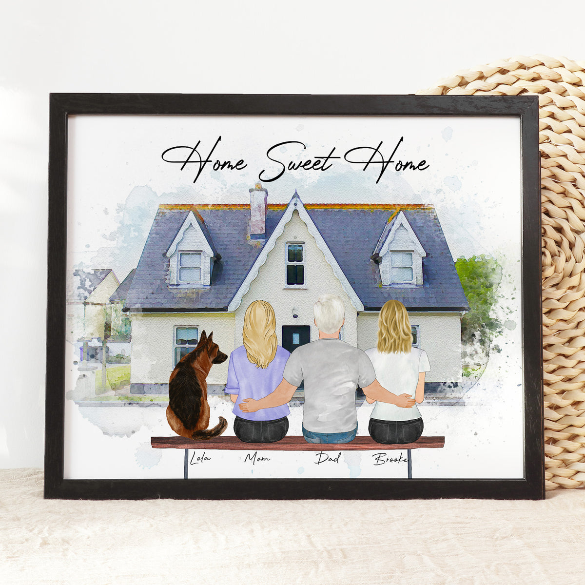 Custom Family Portrait with House | Personalized New Home Gift