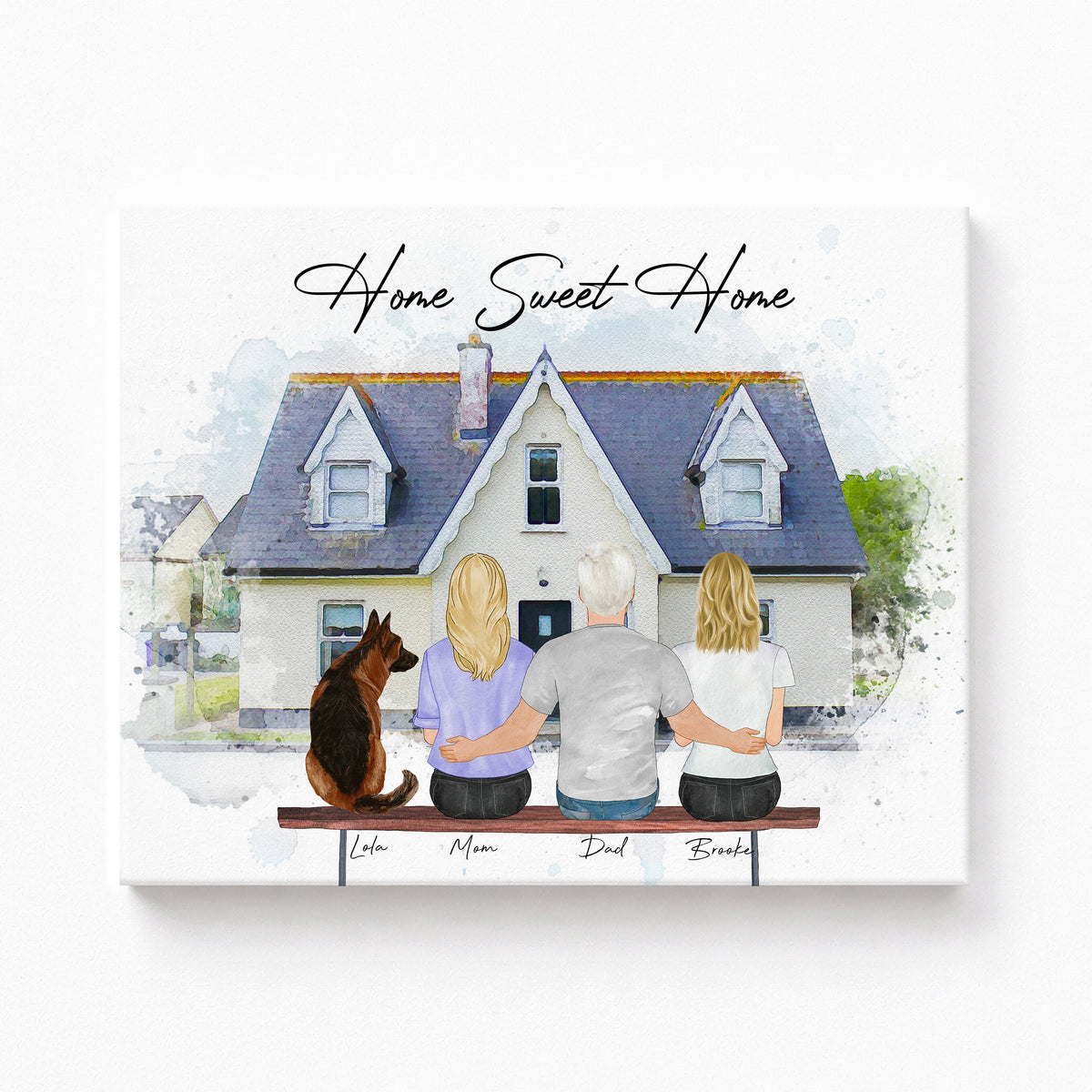 Custom Family Portrait with House | Personalized New Home Gift