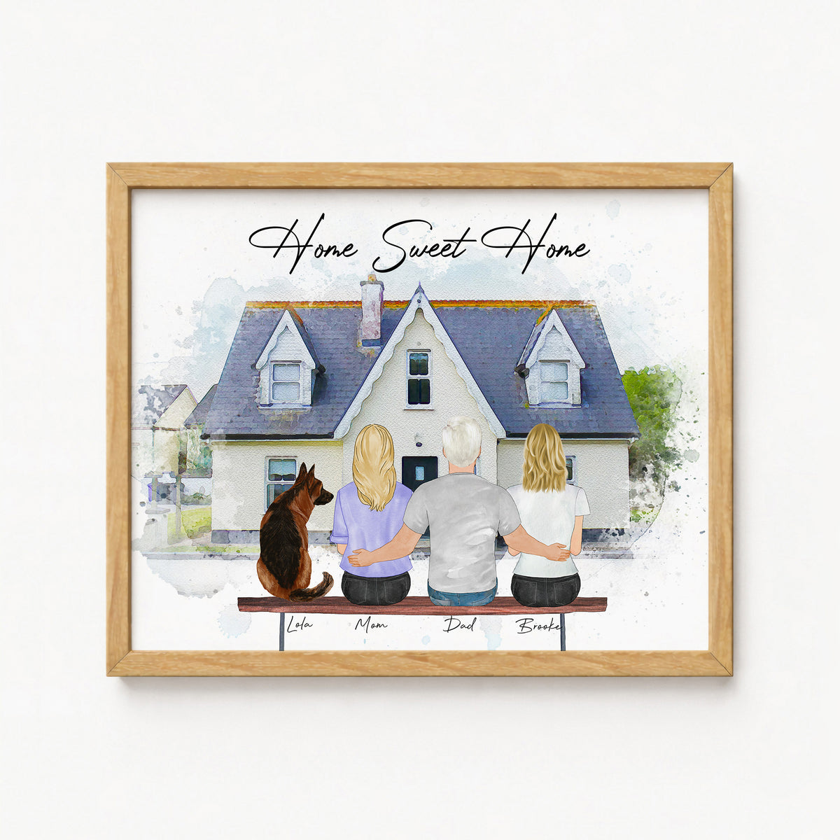 Custom Family Portrait with House | Personalized New Home Gift