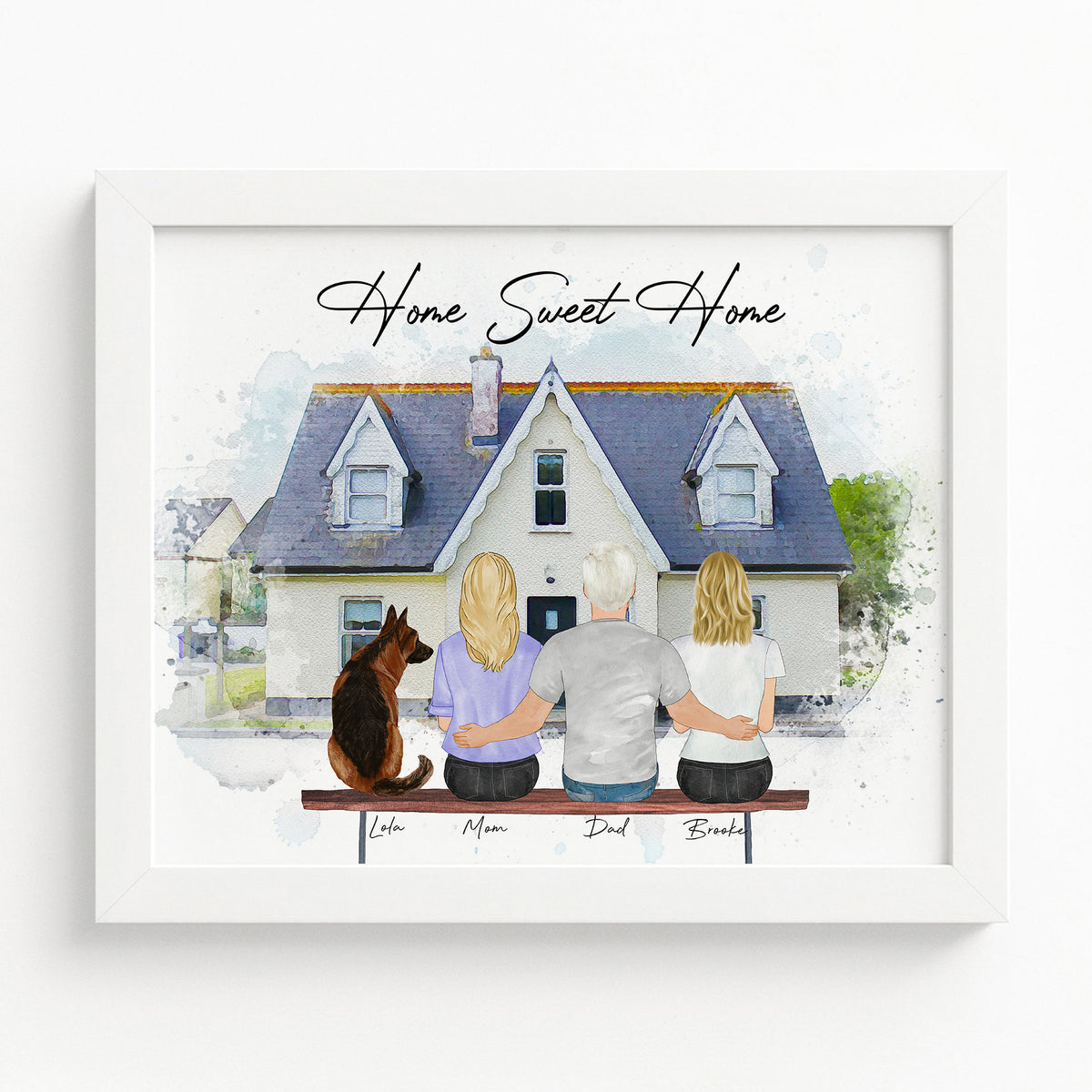 Custom Family Portrait with House | Personalized New Home Gift