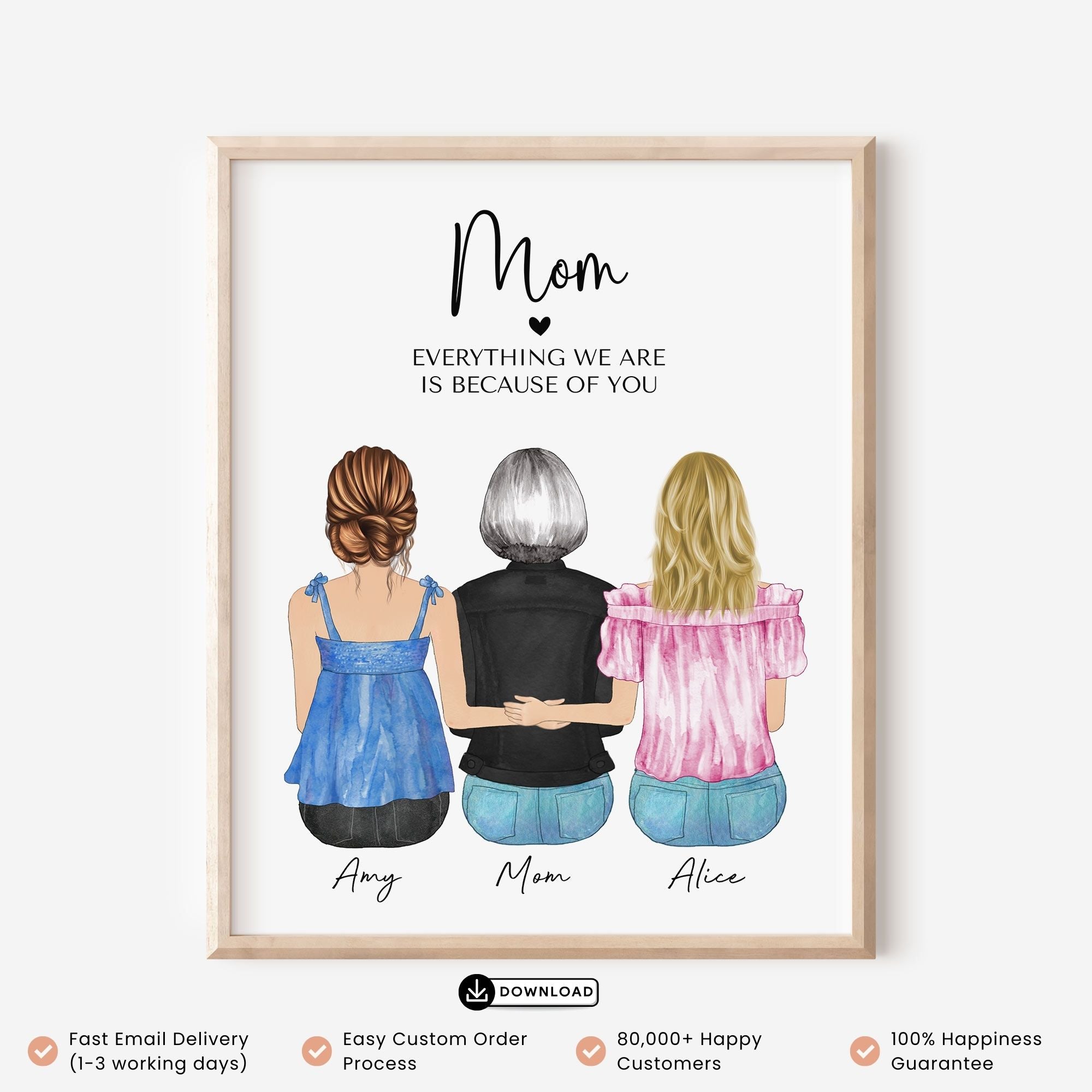 Custom Family Portrait Art for Mom