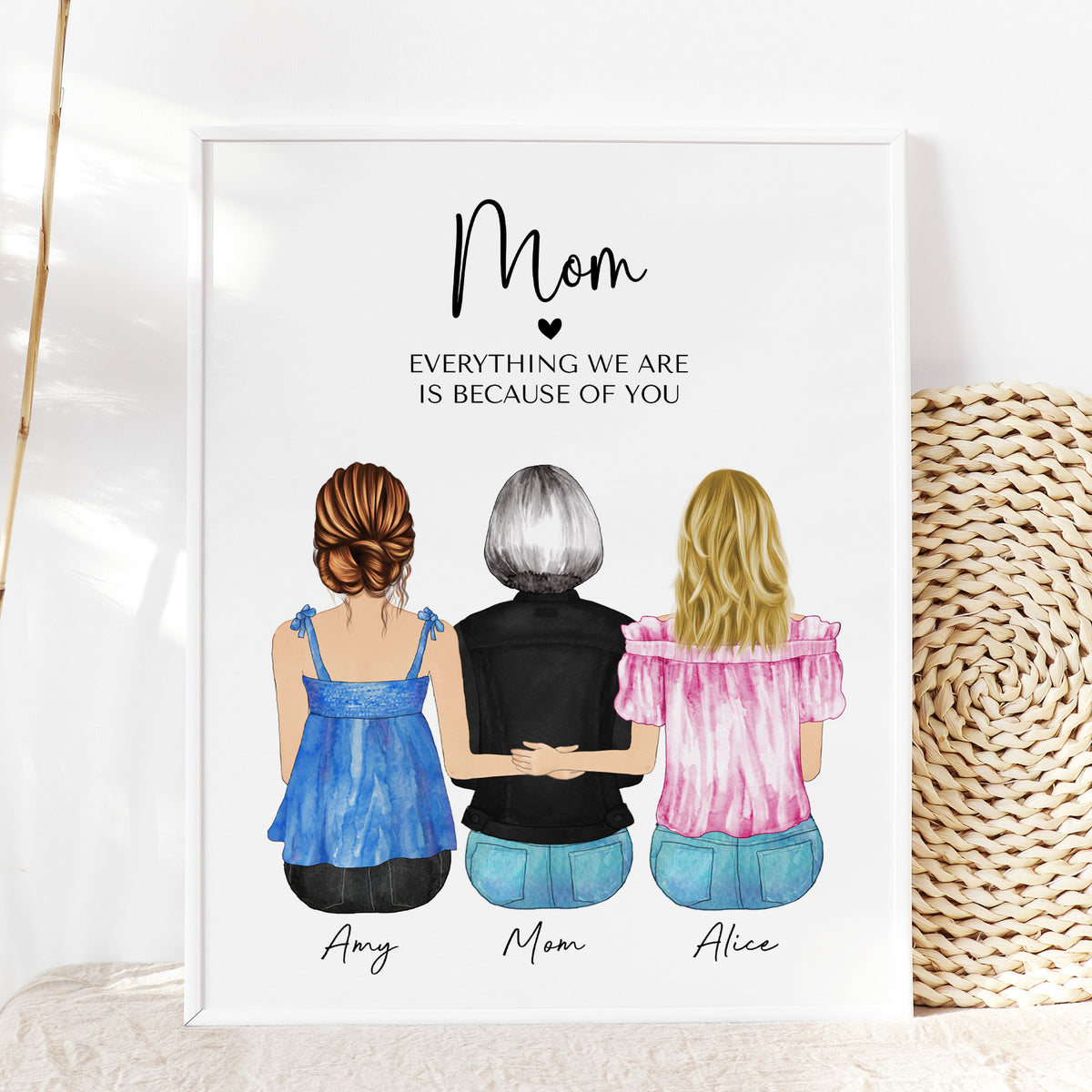 Custom Mother & Daughters Portrait | 'Everything We Are' Gift
