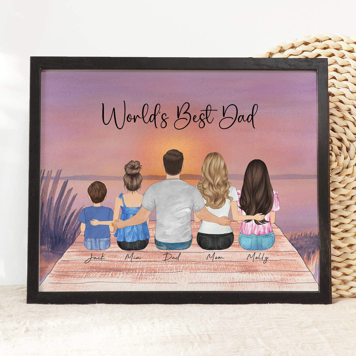 Best Dad Ever Family Portrait | Gift for Dad from Kids