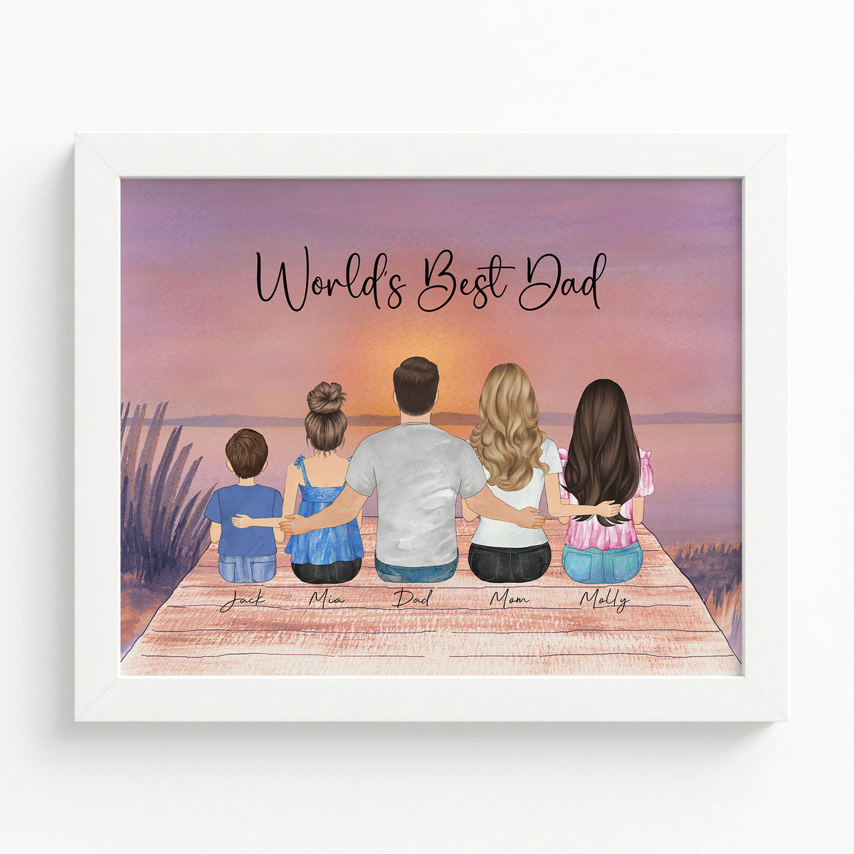 Best Dad Ever Family Portrait | Gift for Dad from Kids