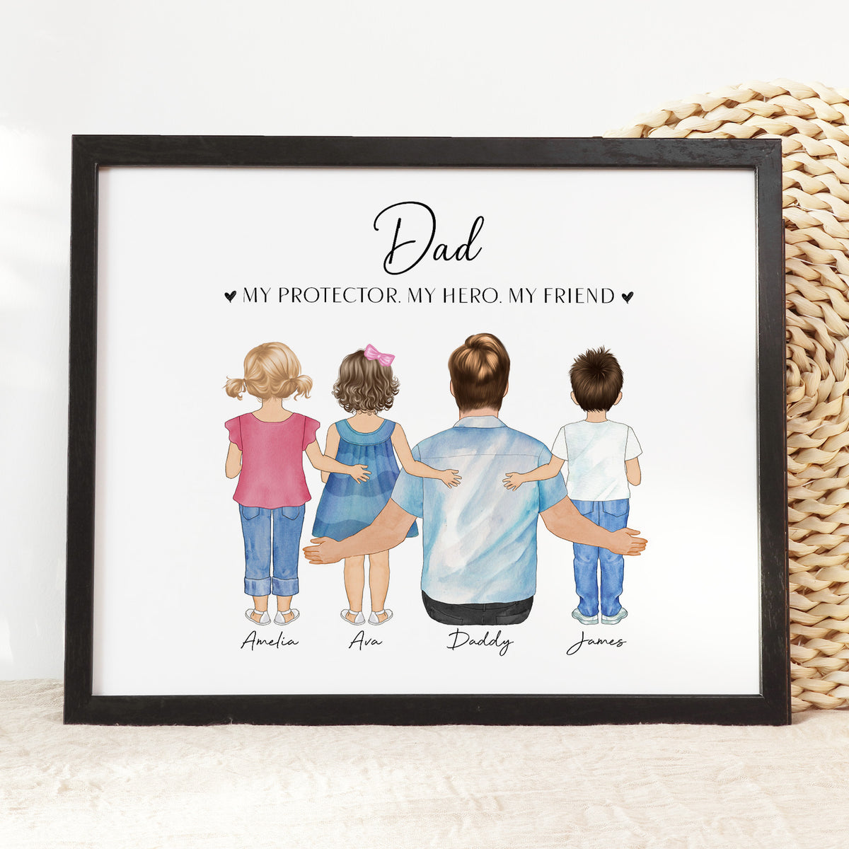 Custom Daddy & Toddler Wall Art | Father's Day Gift from Kids