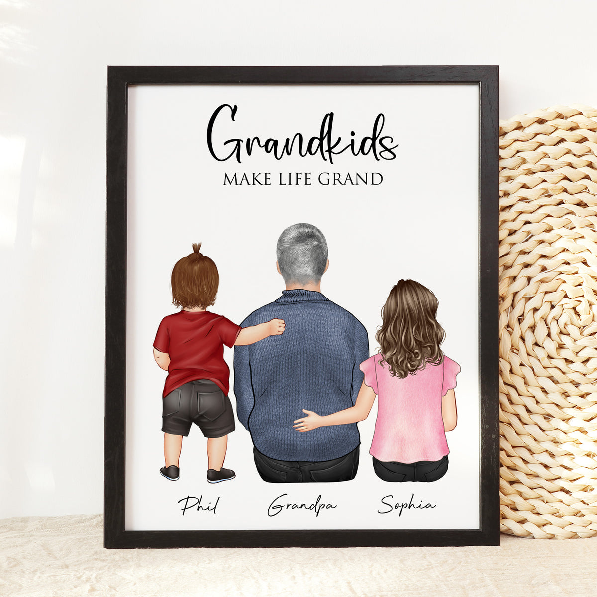 Custom Grandfather & Grandkids Wall Art | Grandpa Gift