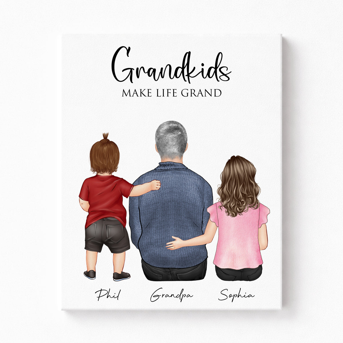 Custom Grandfather & Grandkids Wall Art | Grandpa Gift
