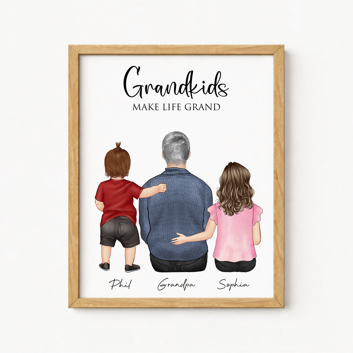 Custom Grandfather & Grandkids Wall Art | Grandpa Gift