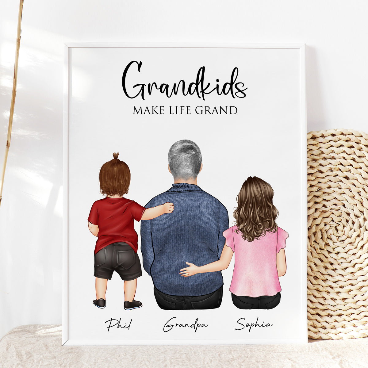 Custom Grandfather & Grandkids Wall Art | Grandpa Gift
