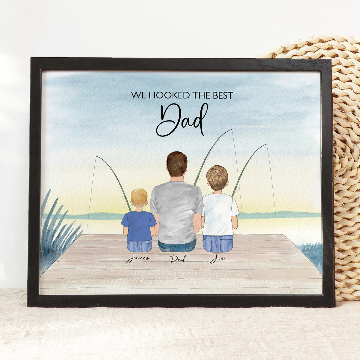 Custom Father & Son Fishing Portrait | Fishing Lover Gift