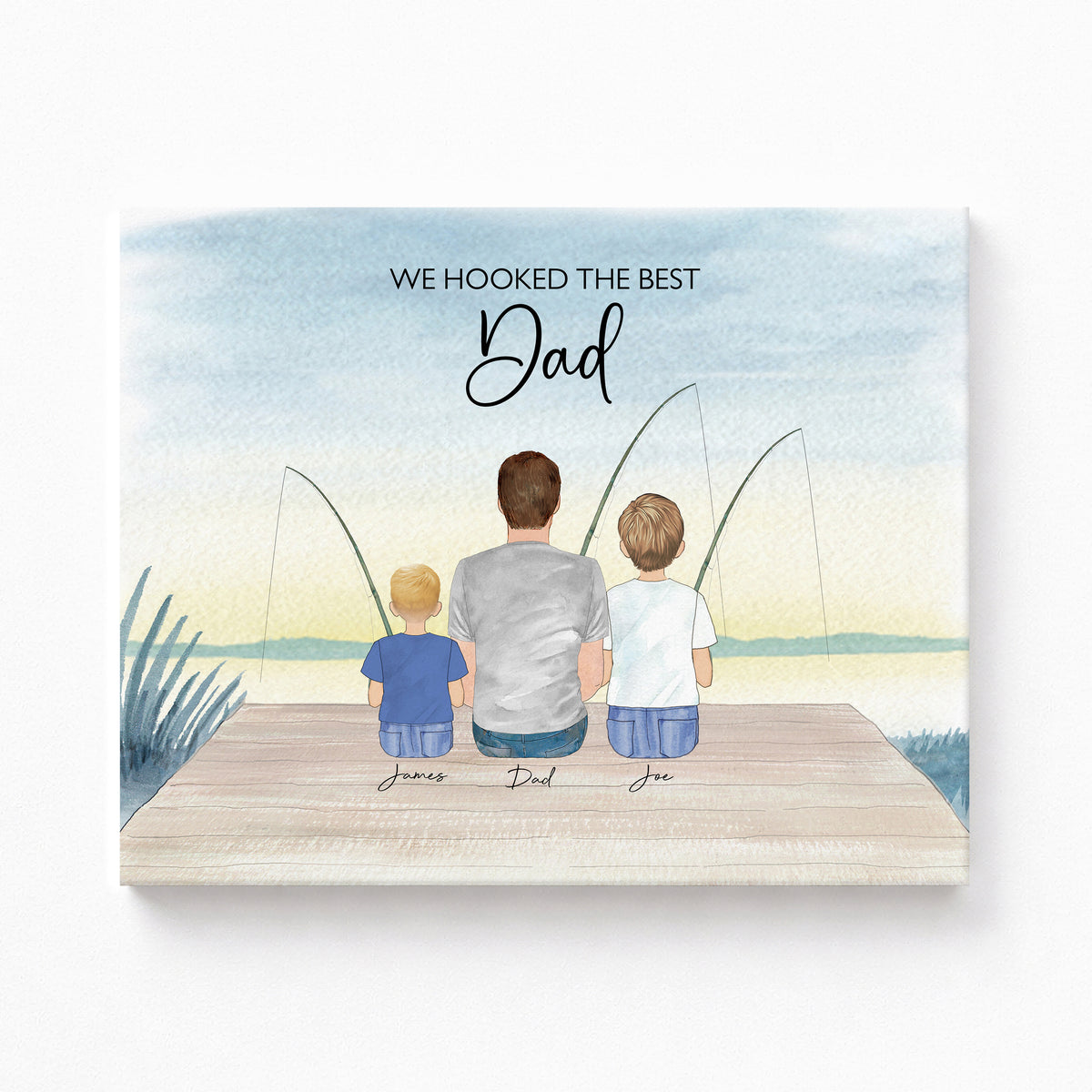 Custom Father & Son Fishing Portrait | Fishing Lover Gift