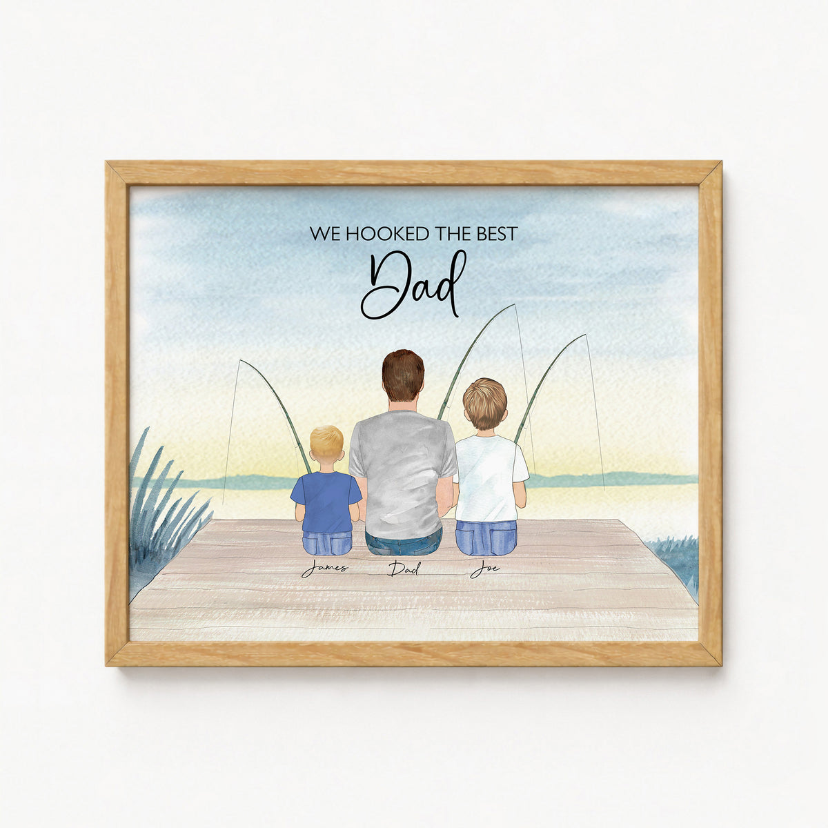Custom Father & Son Fishing Portrait | Fishing Lover Gift