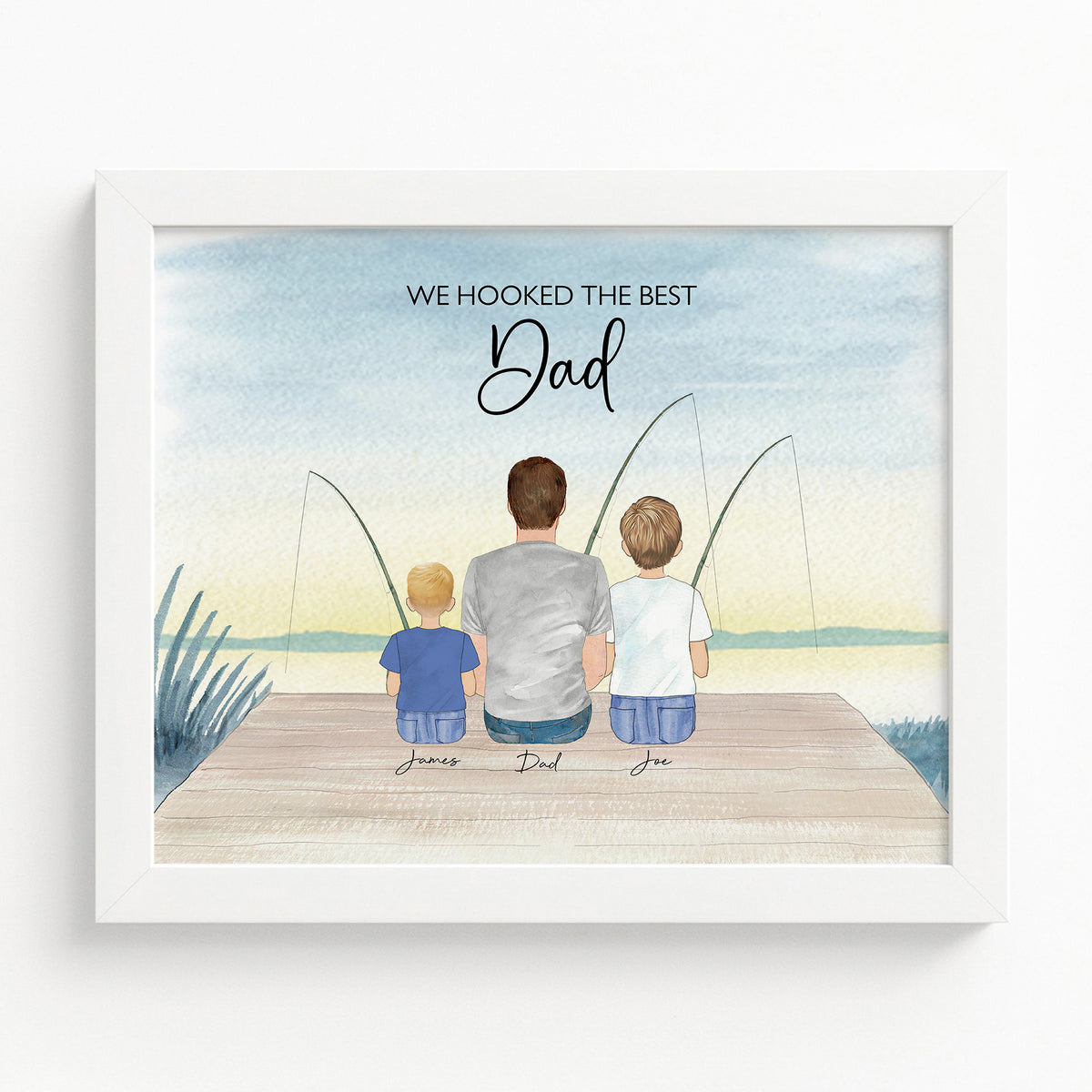 Custom Father & Son Fishing Portrait | Fishing Lover Gift