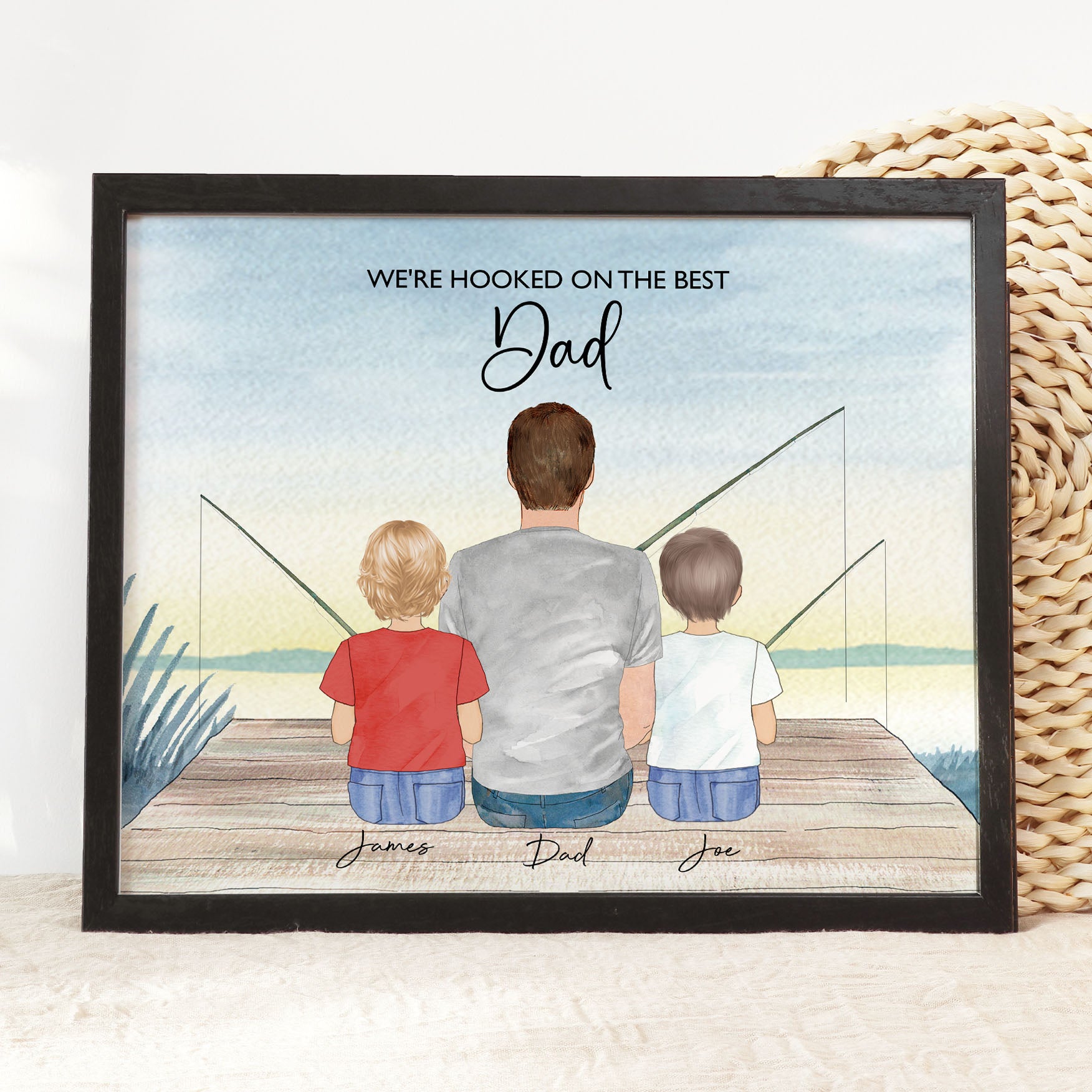 Father Son Fishing Custom Wall Art Print