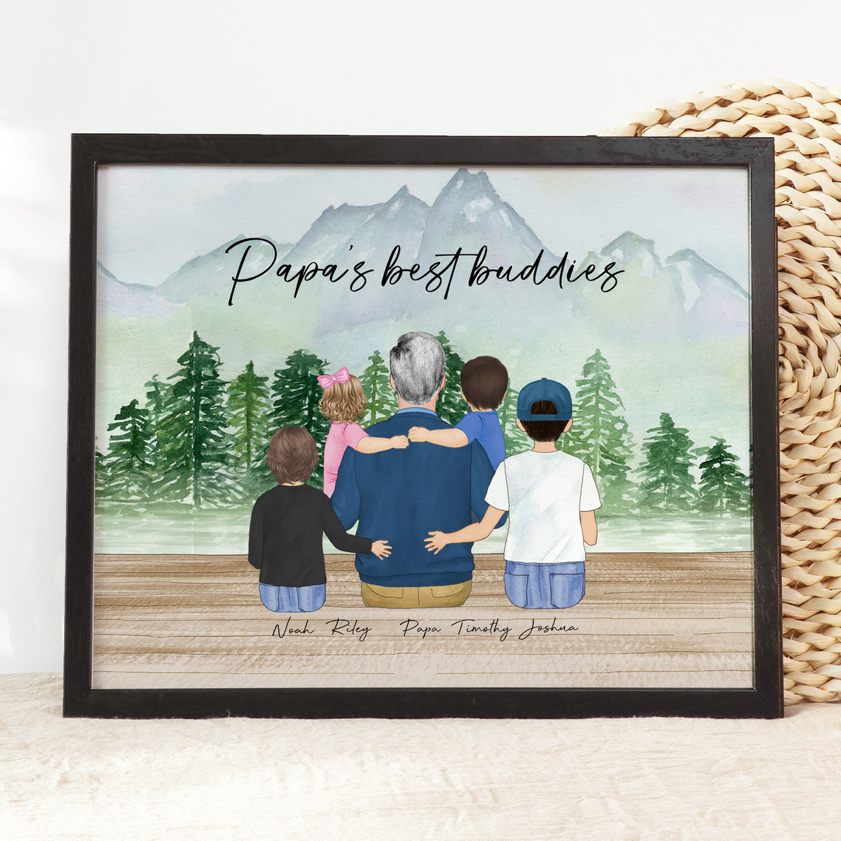 Custom Papaw & Grandkids Portrait | Gift for Papaw