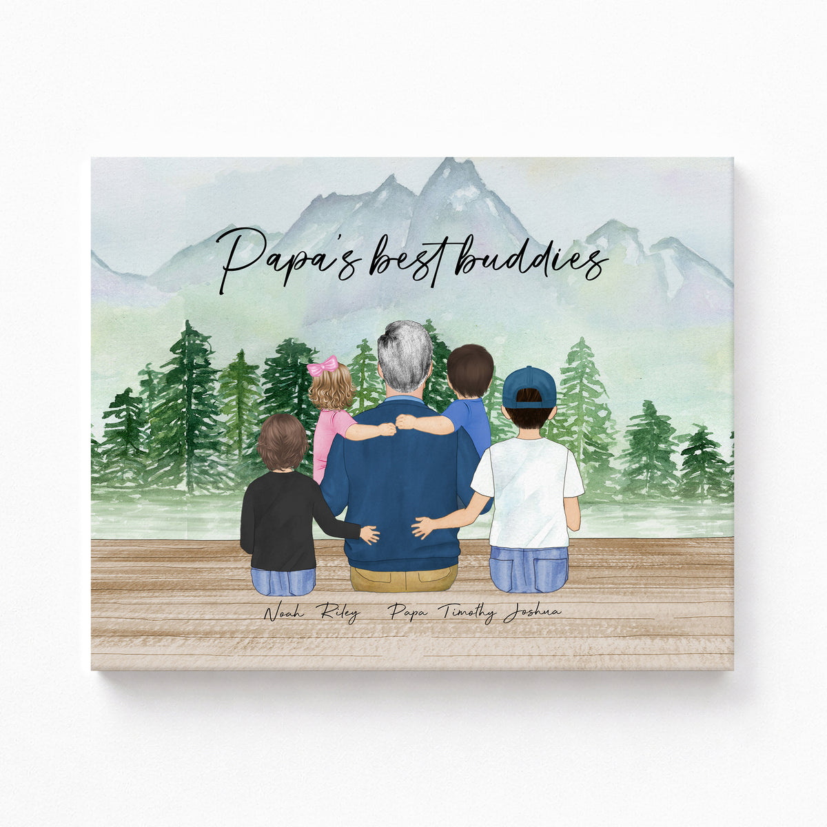 Custom Papaw & Grandkids Portrait | Gift for Papaw
