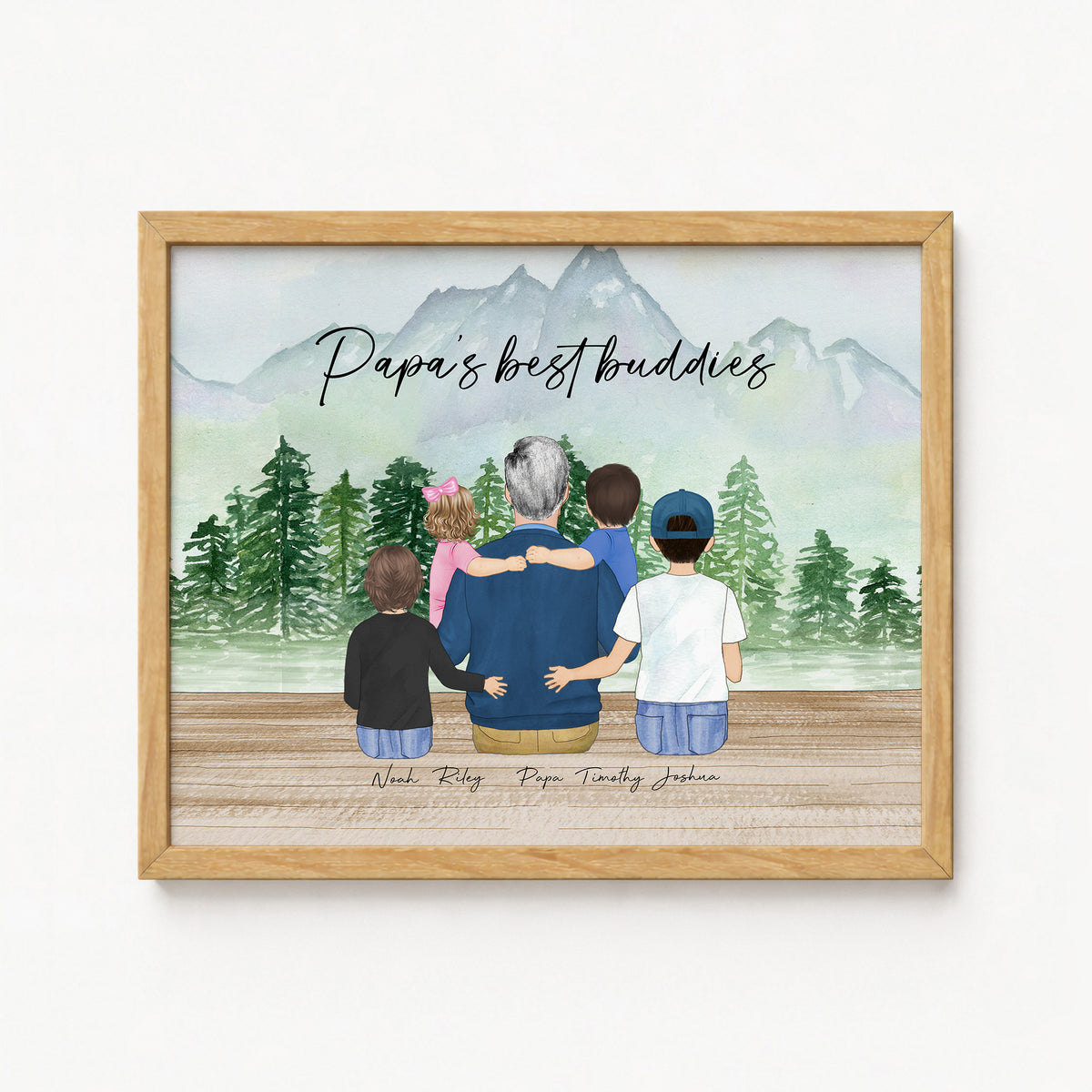 Custom Papaw & Grandkids Portrait | Gift for Papaw