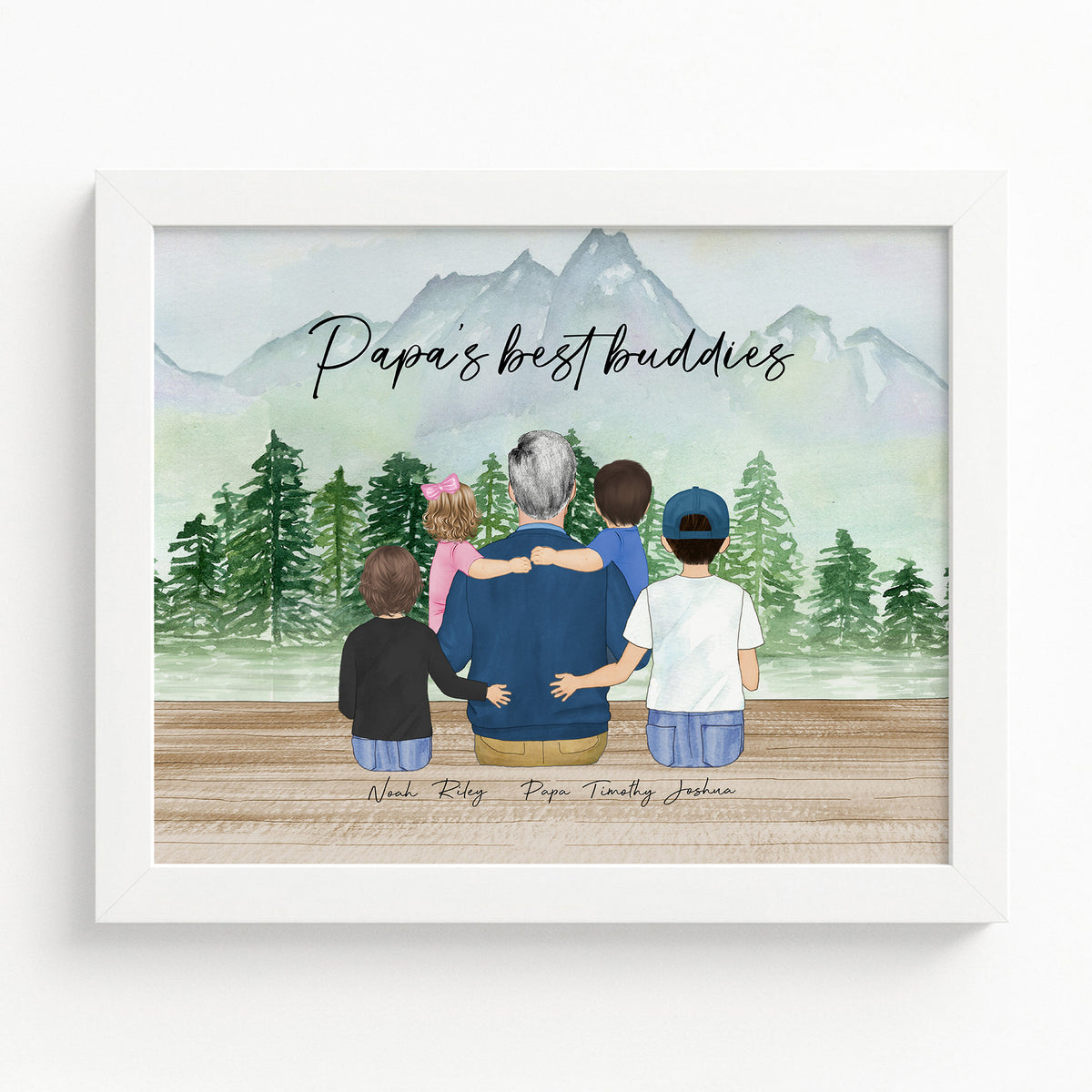 Custom Papaw & Grandkids Portrait | Gift for Papaw