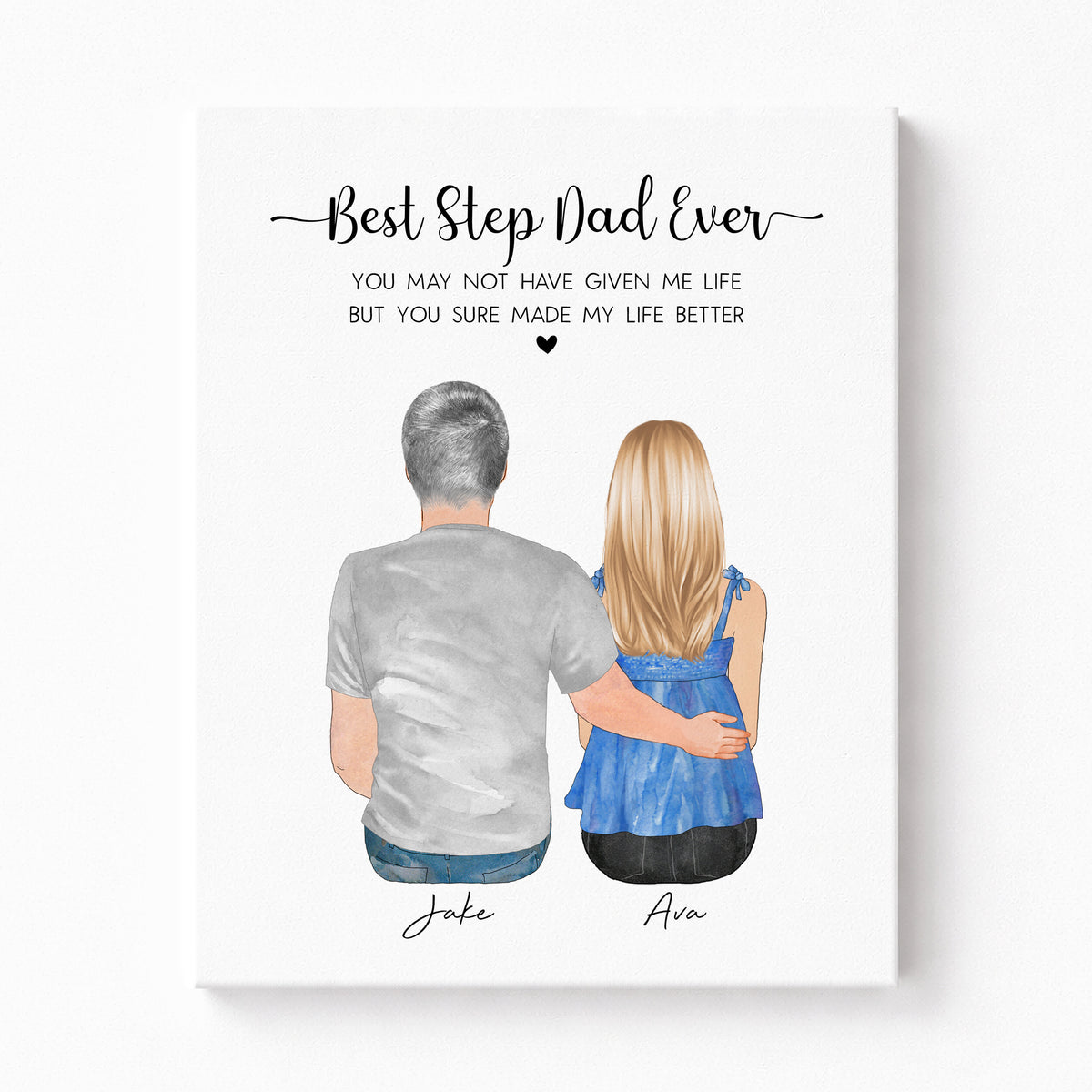 Custom Step Dad & Step Daughter Portrait | Bonus Dad Gift