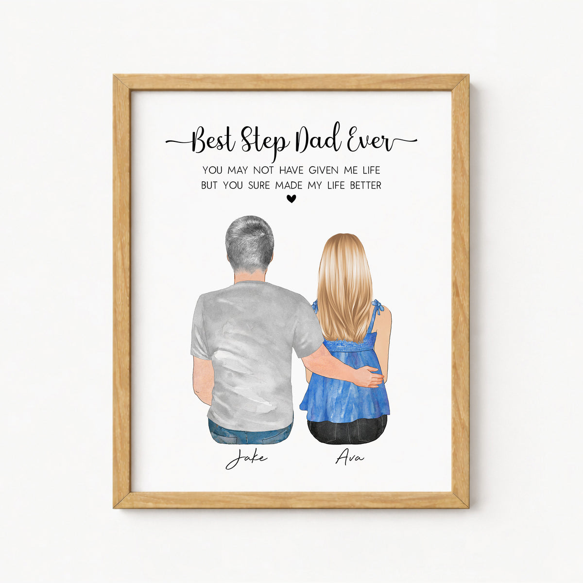 Custom Step Dad & Step Daughter Portrait | Bonus Dad Gift