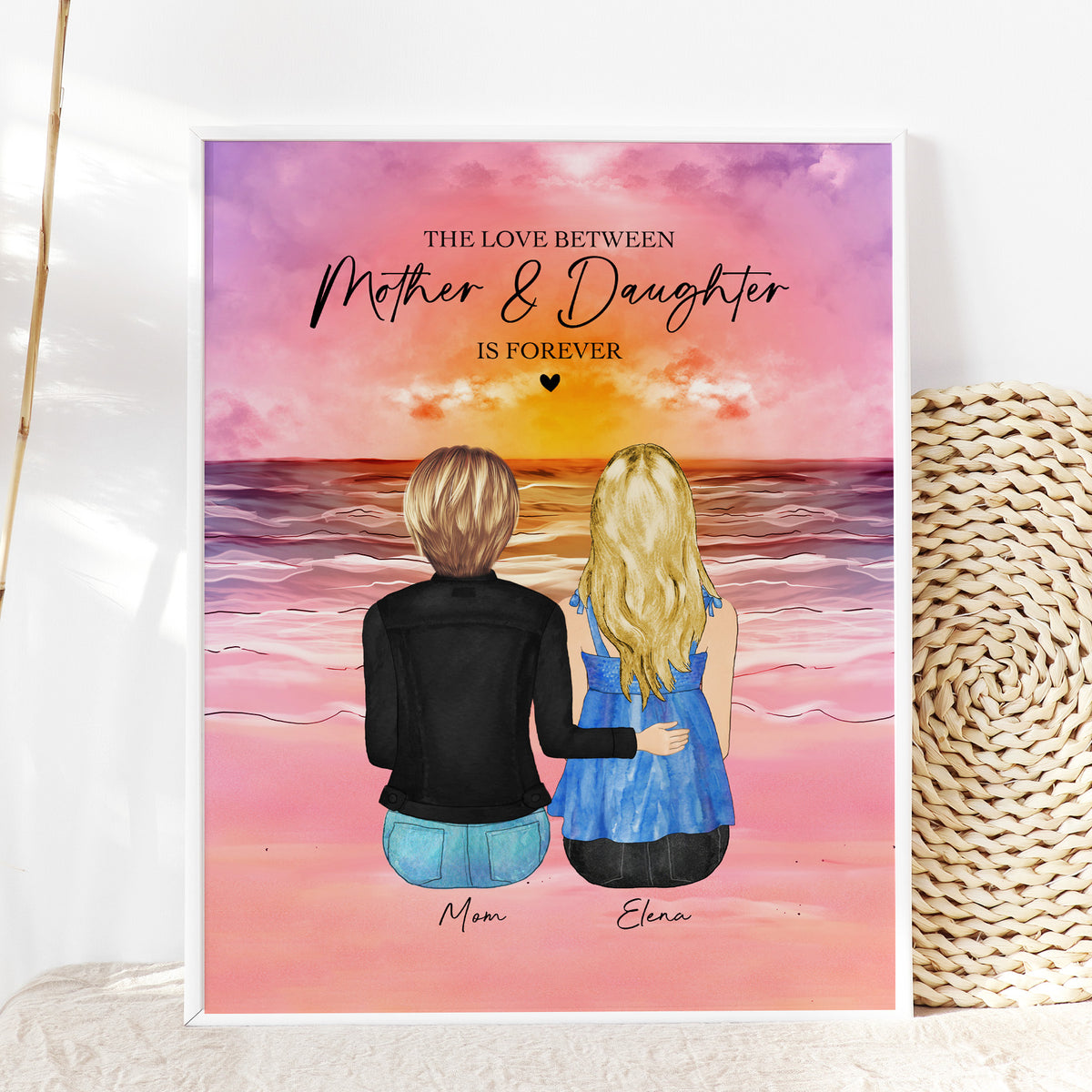 Mother Daughter Beach Sunset Portrait | Gift from Daughter