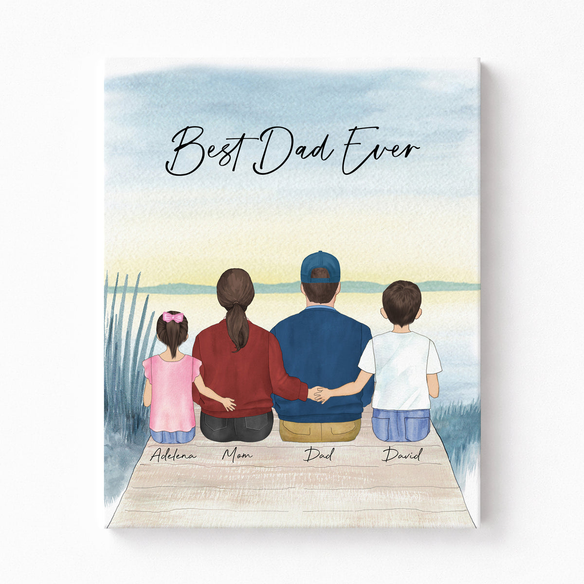 Custom Dad & Kids Family Portrait | Father's Day Gift for Dad