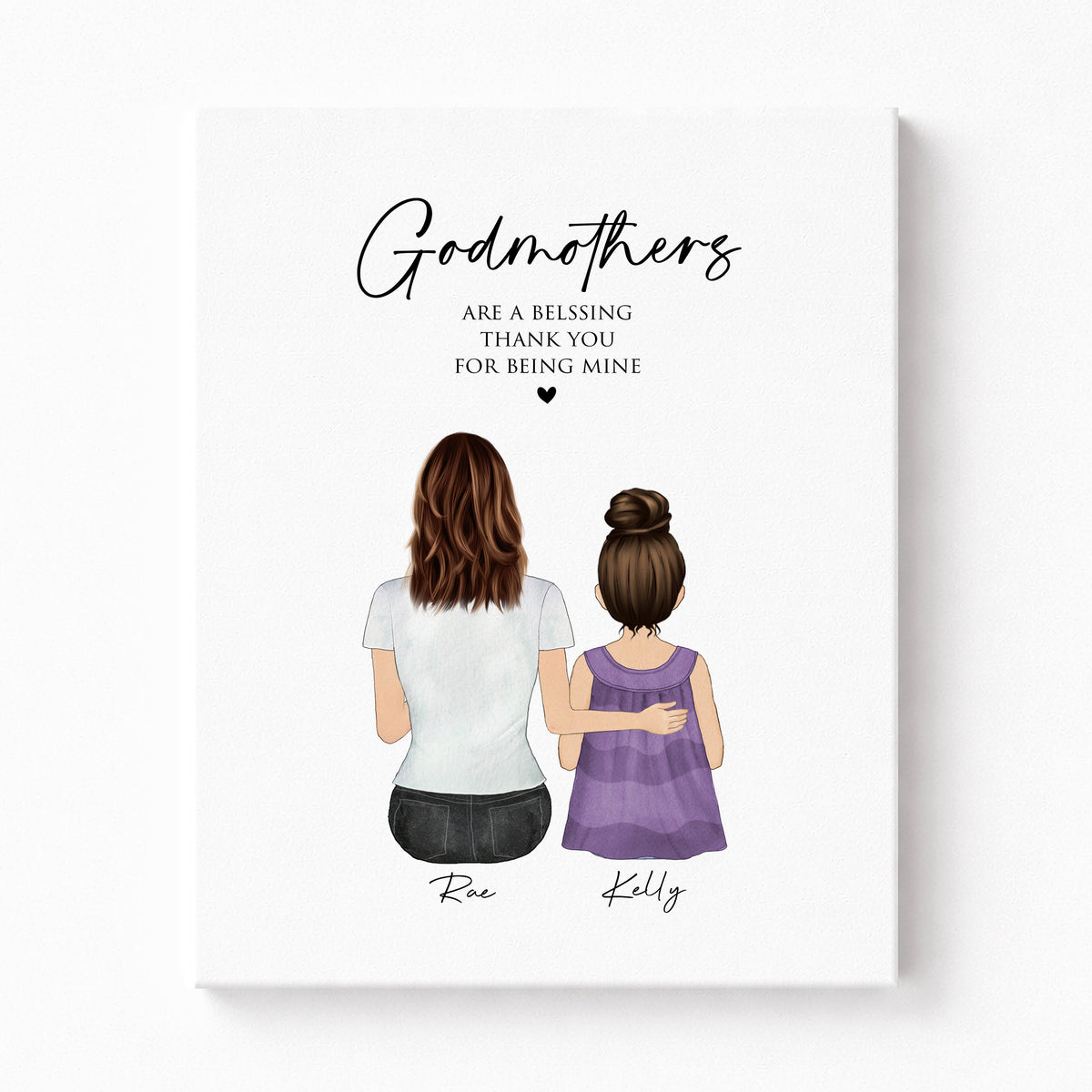 Custom Godmother Portrait Wall Art | Gift for Godmother