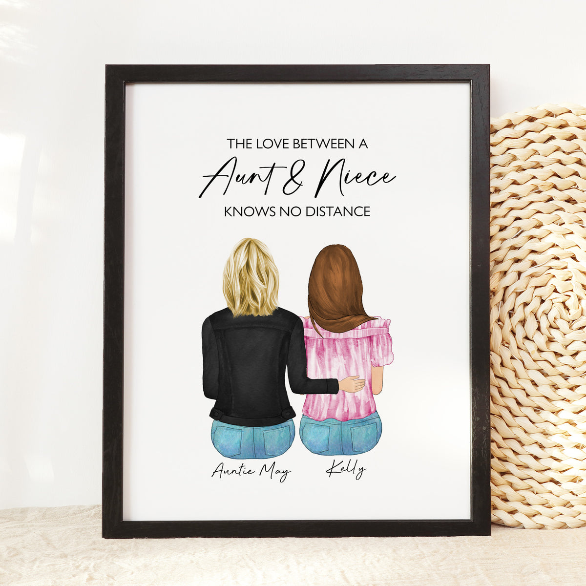 Custom Aunt & Niece Portrait | Personalized Aunt Gift Wall Art