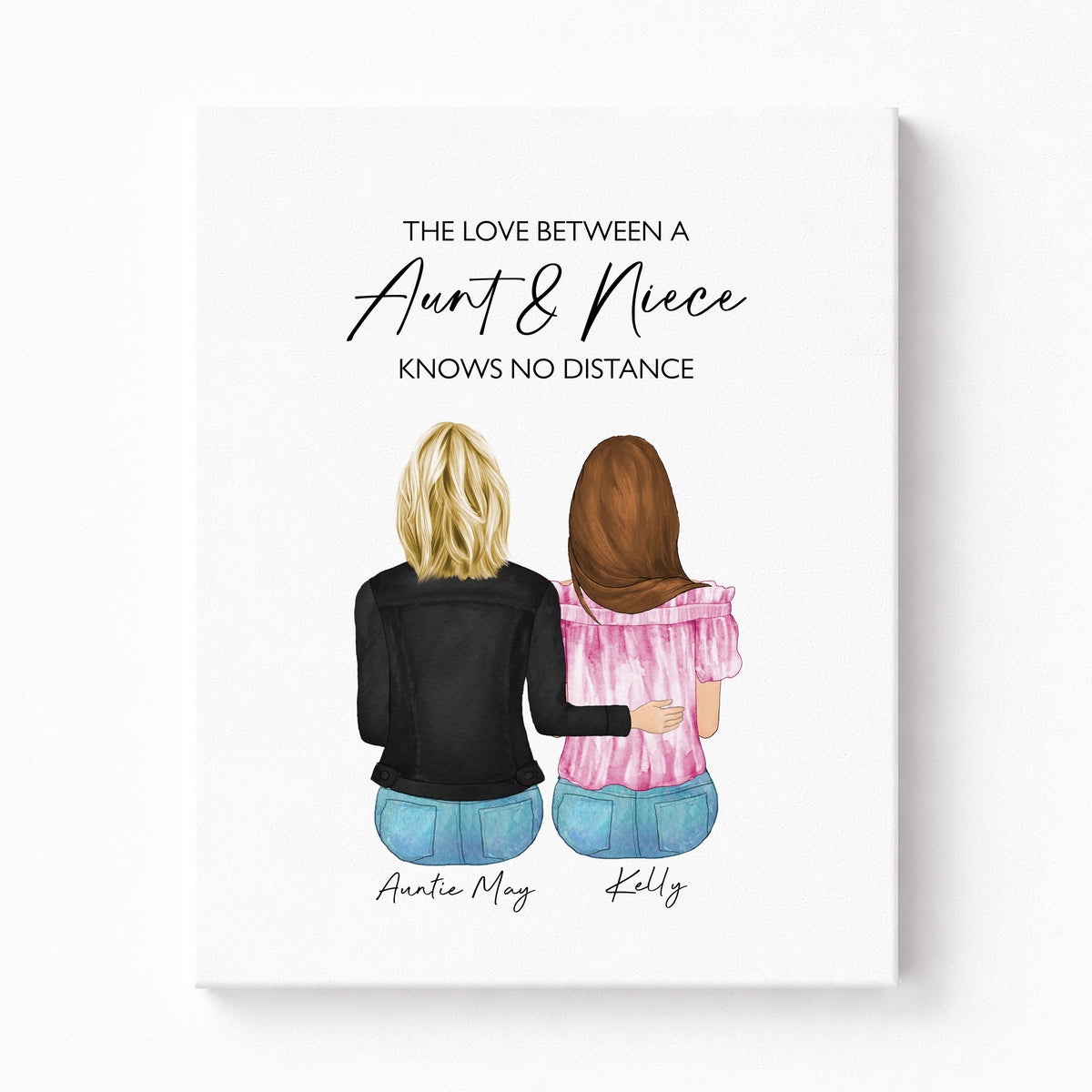 Custom Aunt & Niece Portrait | Personalized Aunt Gift Wall Art