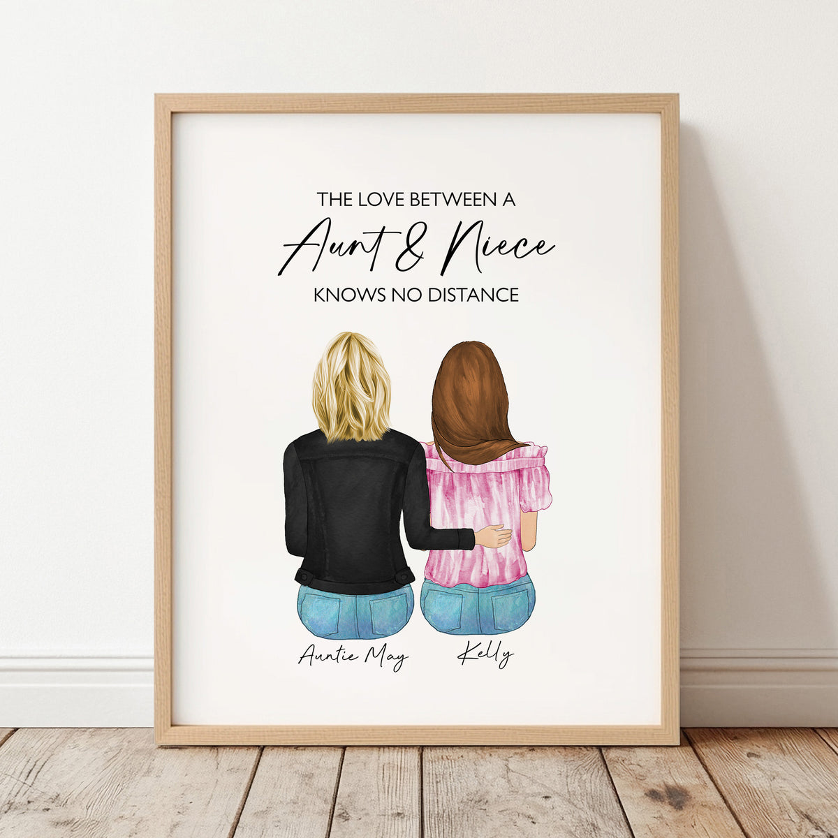 Custom Aunt & Niece Portrait | Personalized Aunt Gift Wall Art