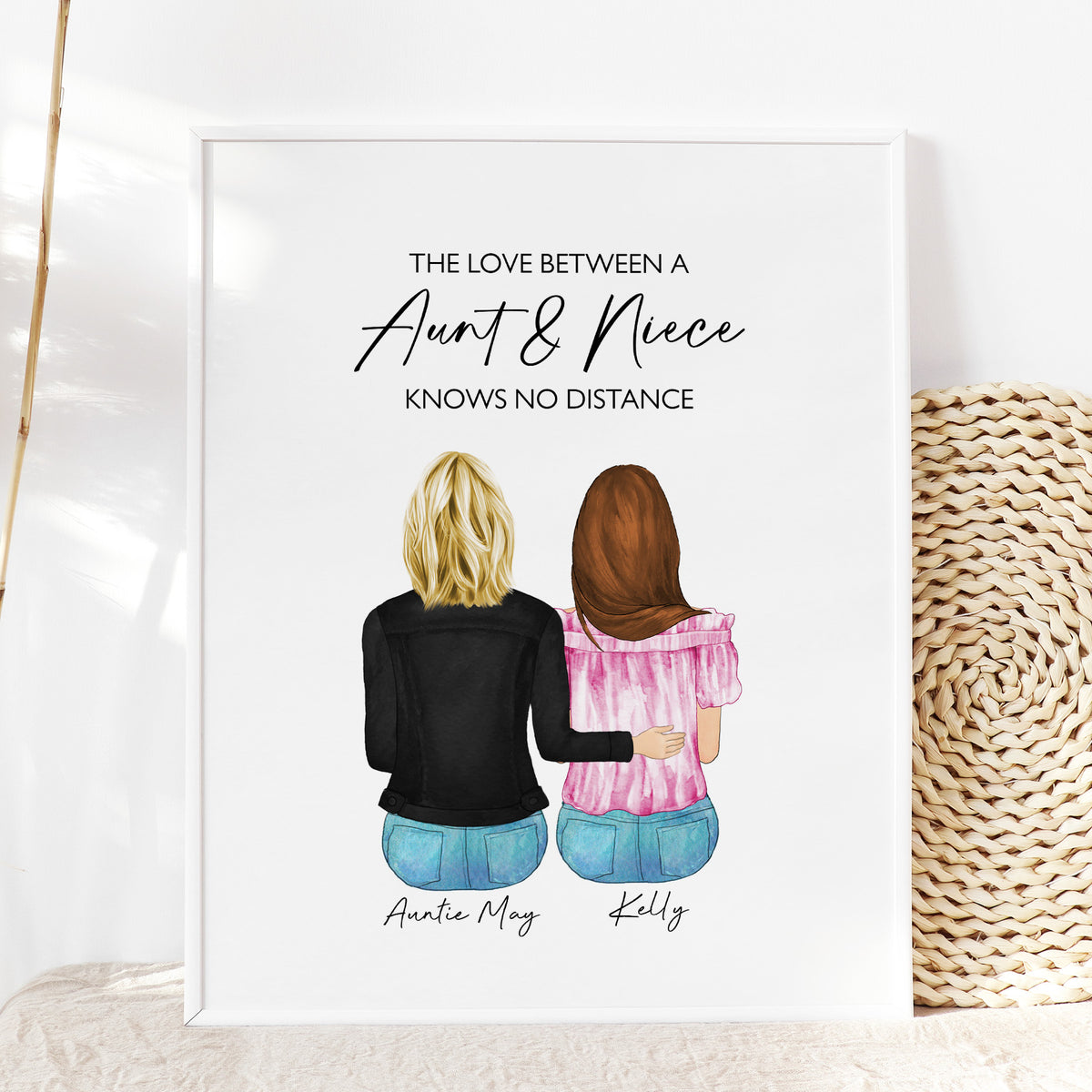 Custom Aunt & Niece Portrait | Personalized Aunt Gift Wall Art