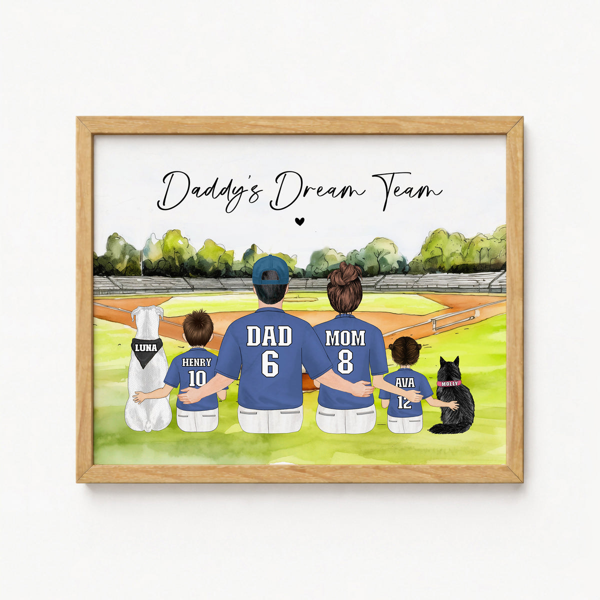 Custom Baseball Family Portrait | Baseball Gift for Dad