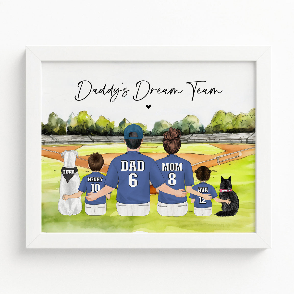 Custom Baseball Family Portrait | Baseball Gift for Dad